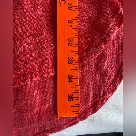 Kyla Seo 100% Linen Button Down Sleeveless Top Orange Red Large Back Embroidery - Picture 8 of 10